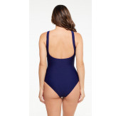 Mesh High Neck Navy Swimsuit